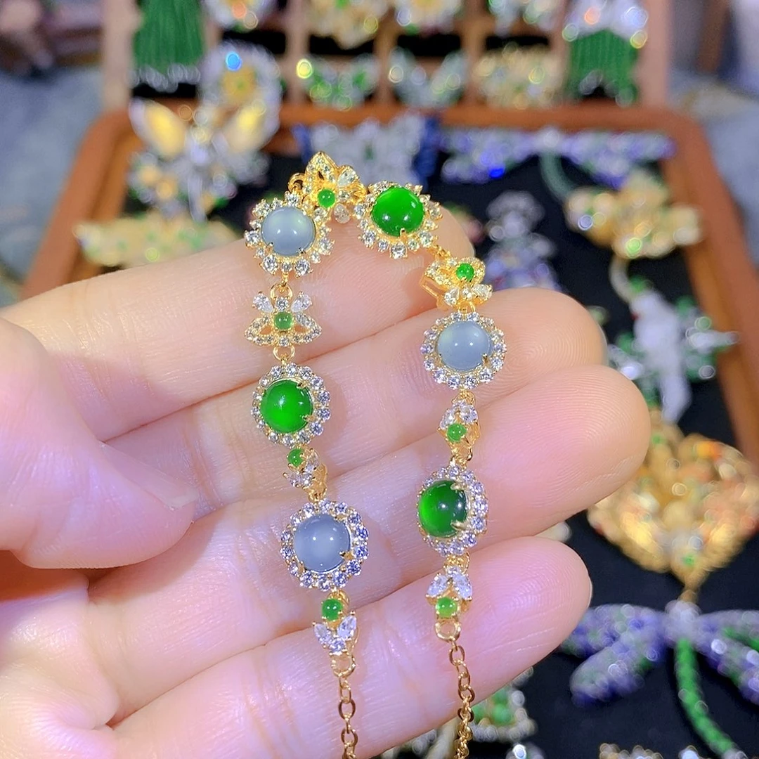 吊坠(不含链)银S925镶嵌翡翠