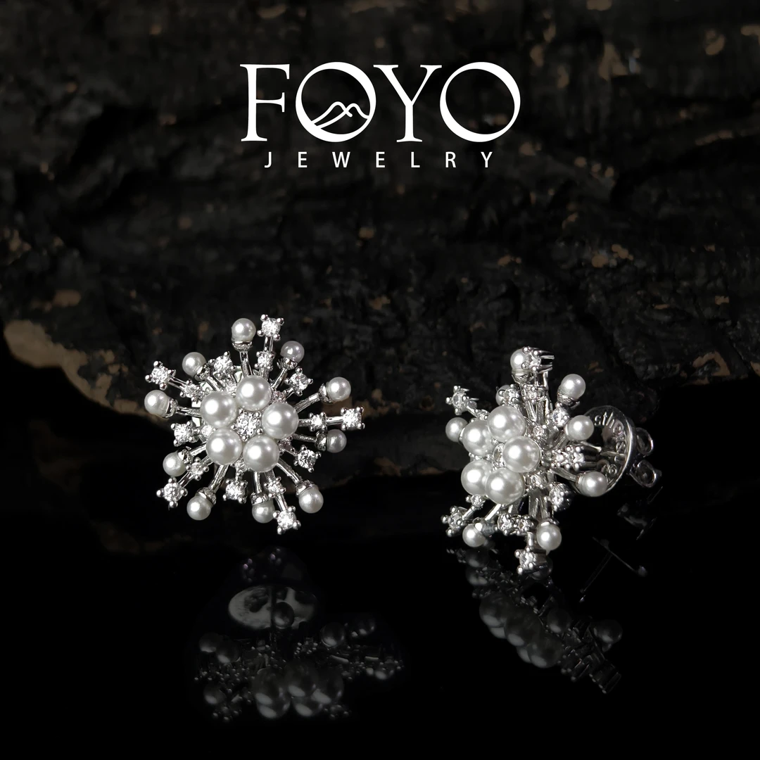 1020 ★烟花珠x珠x镶x钻耳钉 18mm