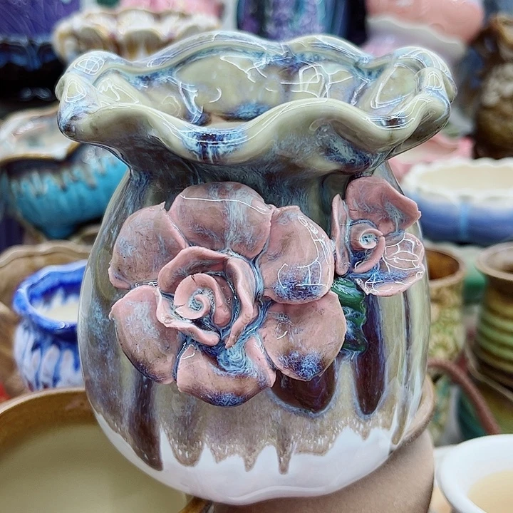 多肉绿植陶瓷花盆9.9包邮，有孔