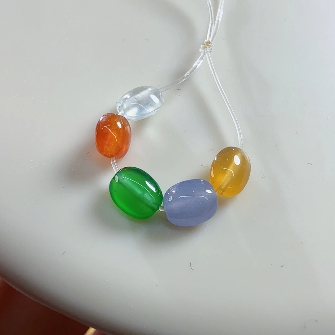 翡翠未镶嵌颈饰五彩枣珠