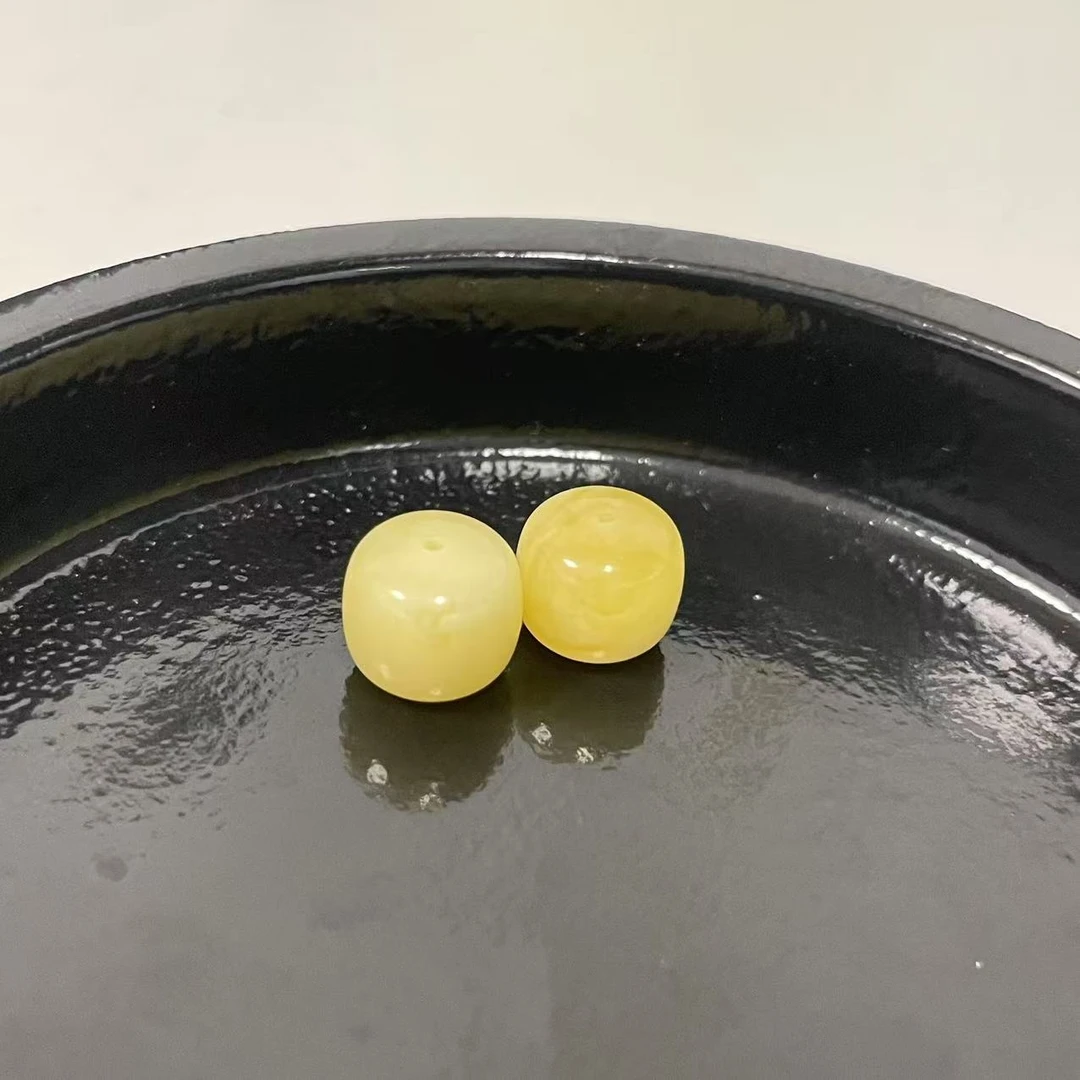 S1929 老型满蜡蜜蜡珠子对珠隔珠腰珠文玩配饰把件DIY小配件