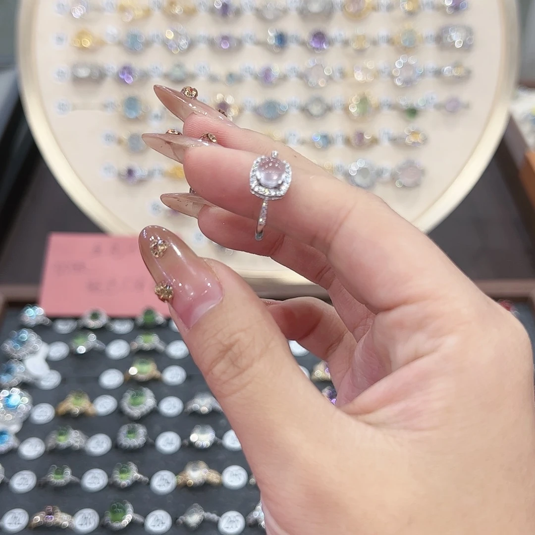 蛇纹石玉戒指银S925镶嵌安****）