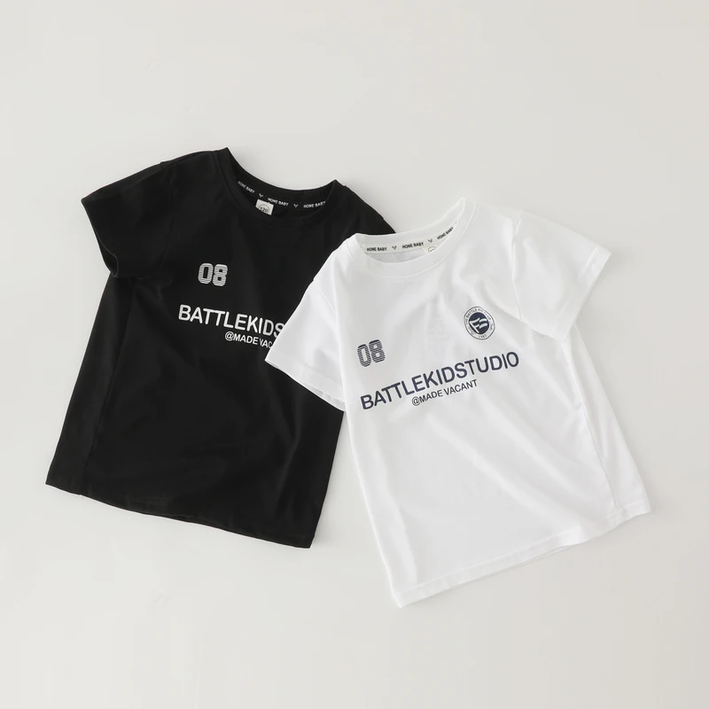 2025夏季上新印花字母儿童圆领中大童休闲短袖T恤 6802