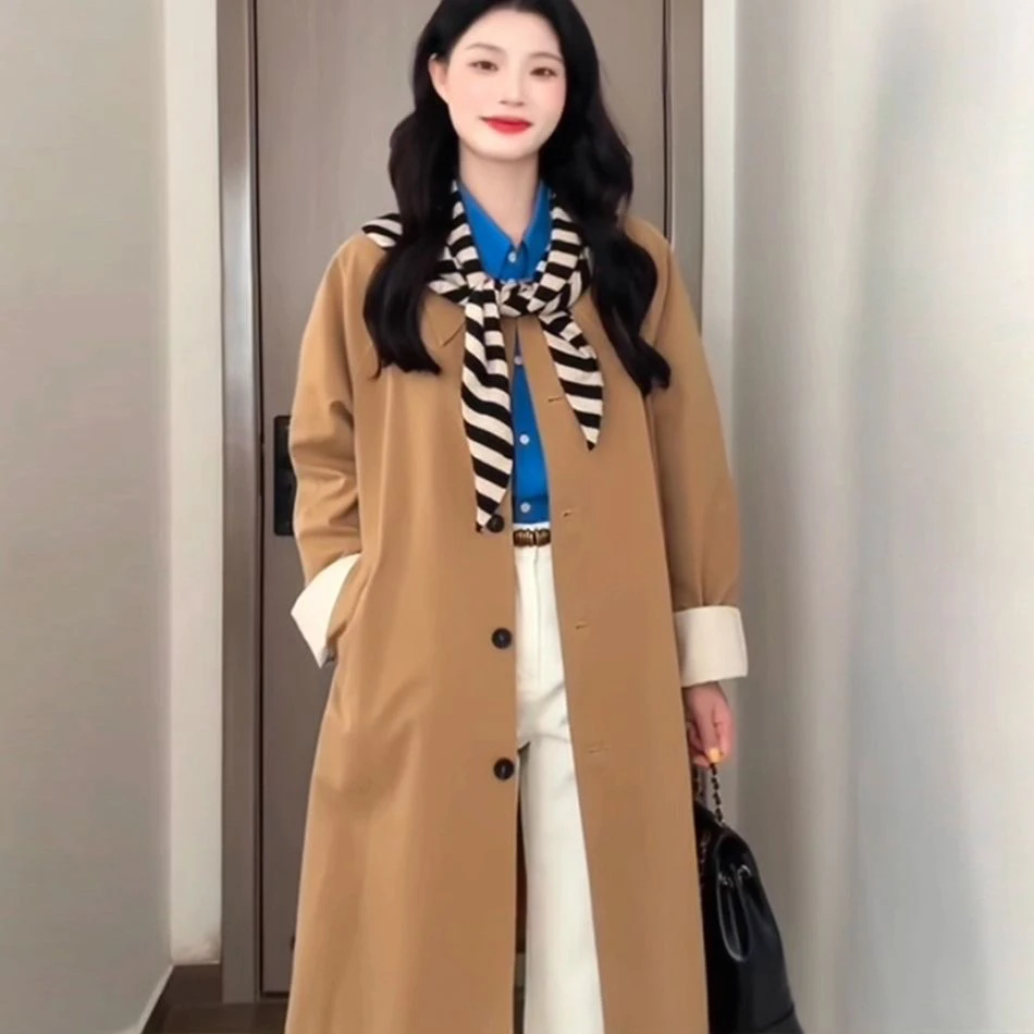 2025春秋中长款复古英伦风衣女网红小个子设计感西装温柔外套潮
