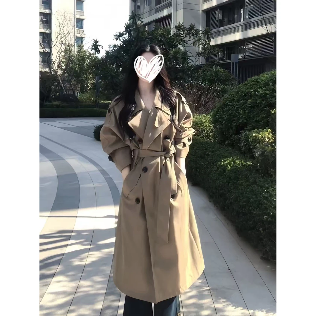 大码女装早秋新款长款外套女风衣修身显瘦气质女外套高级风