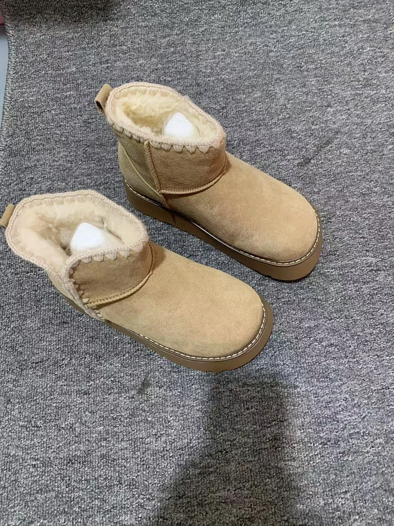 大厂冷粘工艺加毛厚底雪地靴524