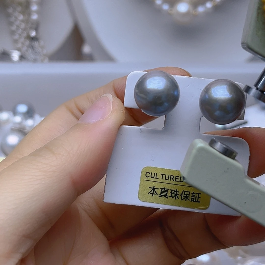 吊坠或者耳钉淡水珍珠银S925镶嵌