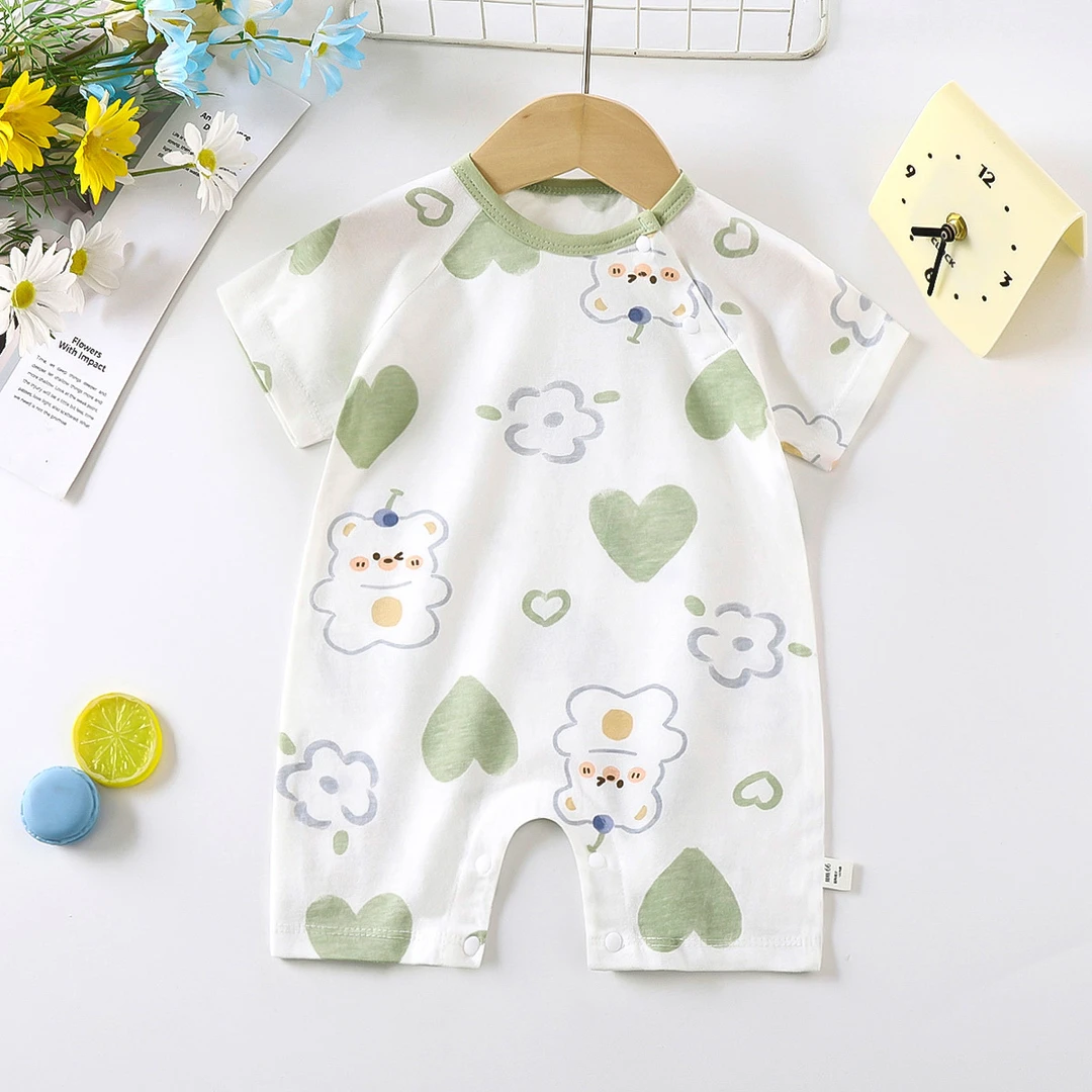 婴儿夏季纯棉连体衣服哈衣新生儿宝宝短袖薄款开档爬服幼儿夏款