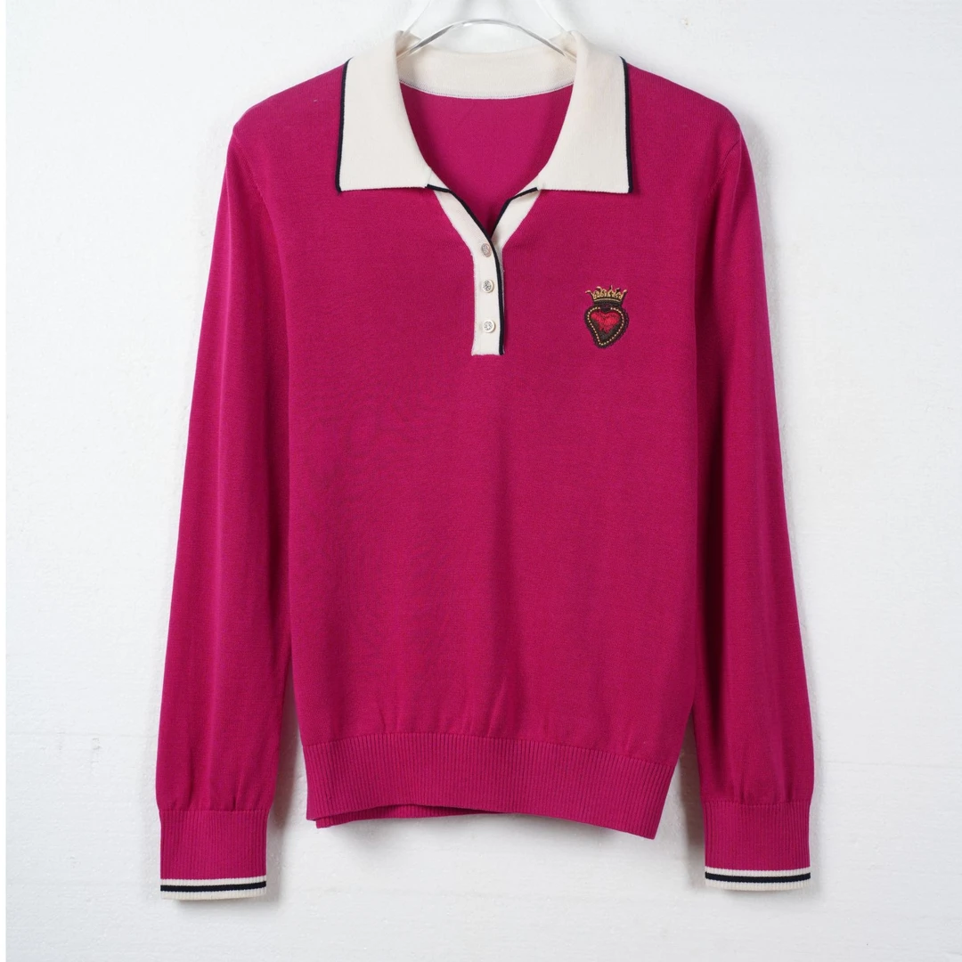 莱赛尔天丝春新款针织衫洋气百搭女士时尚天丝针织上衣-22079*