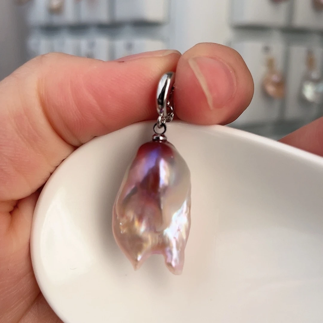 淡水珍珠天然珍珠巴洛克银S925镶嵌