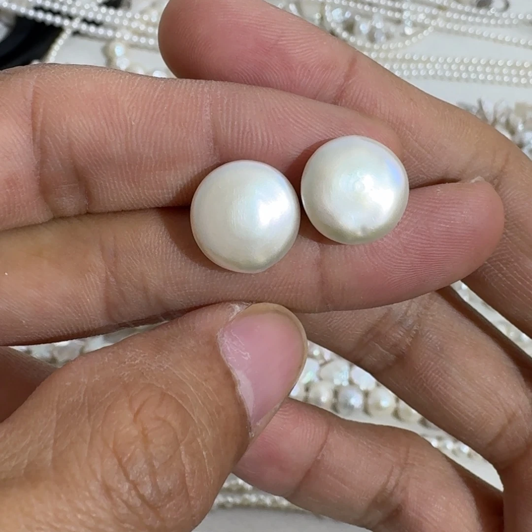 淡水珍珠银S925镶嵌耳饰