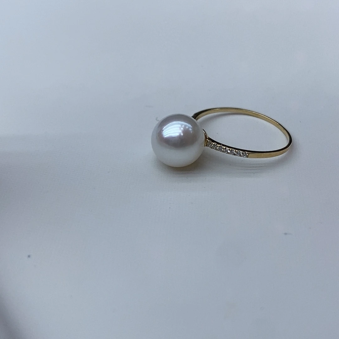 淡水珍珠戒指18K金镶嵌