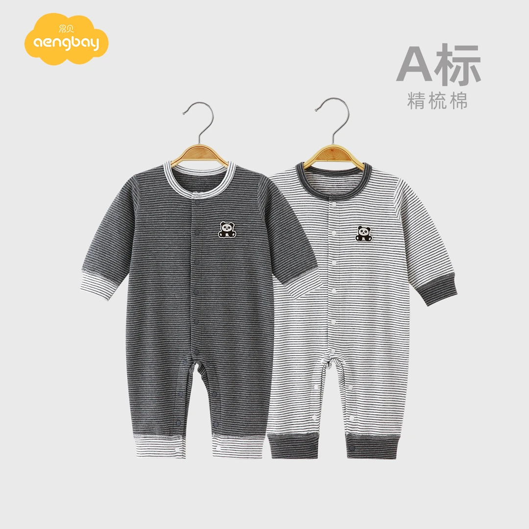 Aengbay婴儿连体衣秋冬季0-2岁保暖打底新生儿衣服家居服宝宝睡衣