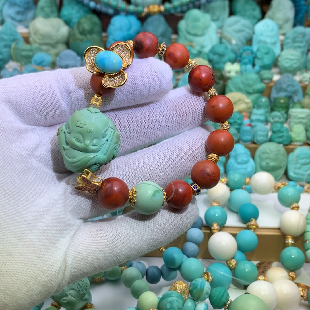 绿松石18K金镶嵌手链