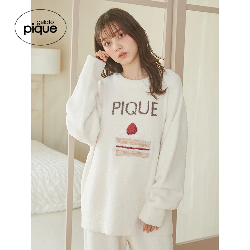 gelato pique25早春新品女睡衣半边绒草莓蛋糕套头衫PWNT251053