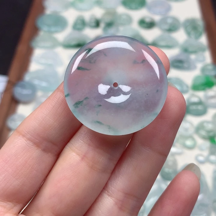 翡翠未镶嵌颈饰冰种飘花大平安扣