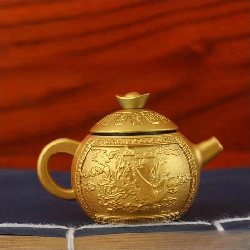 龙凤呈祥元宝金属工艺品摆件