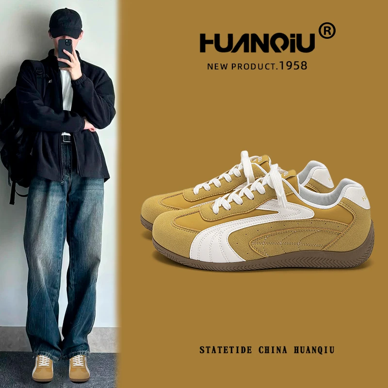 环球赛车鞋男新款2025透气潮男鞋网红爆款复古百搭休闲平底德训鞋