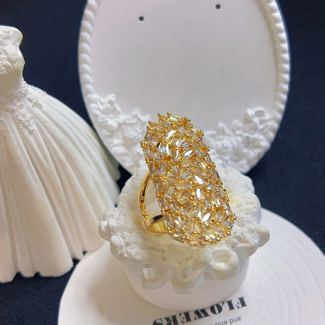 铜合金锆石戒指 哈尼西牧时尚华丽戒指#0008665