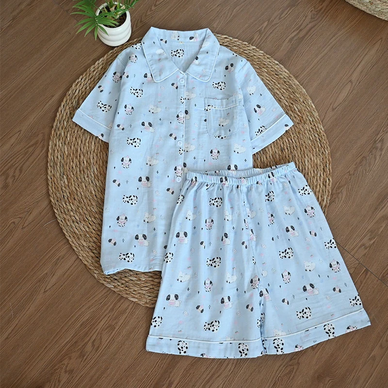 双成纱短袖短裤套装