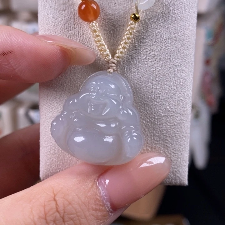 和田玉未镶嵌颈饰大肚弥勒佛
