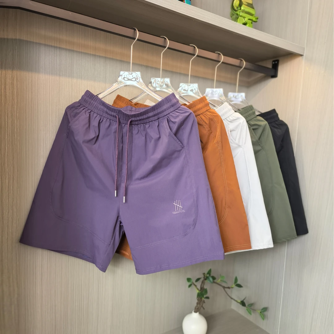 夏季斜杆男士休闲短裤男夏款外穿六分裤子宽松大码运动沙滩裤C063