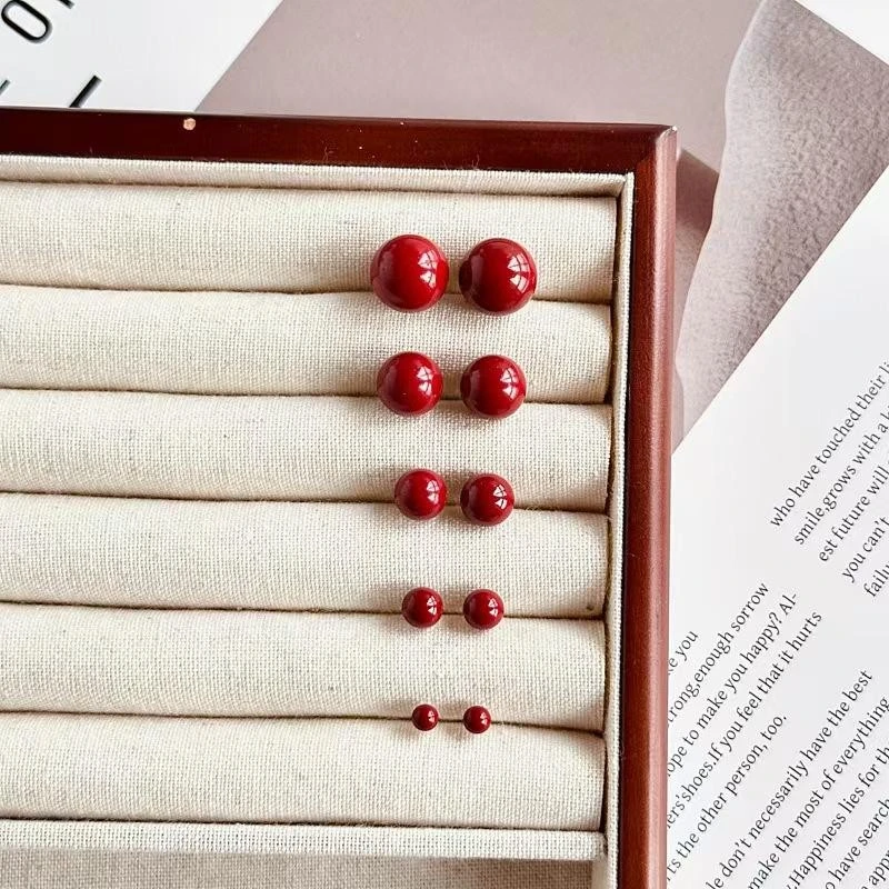 含辰砂工艺品江夏堂朱砂耳钉气质