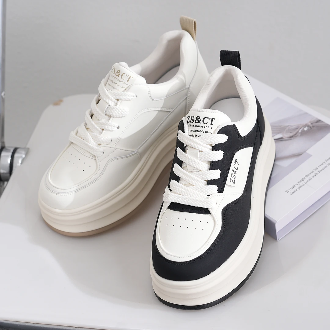 【春季新款】韩系舒适柔软经典百搭拼色设计增高休闲小白鞋X183