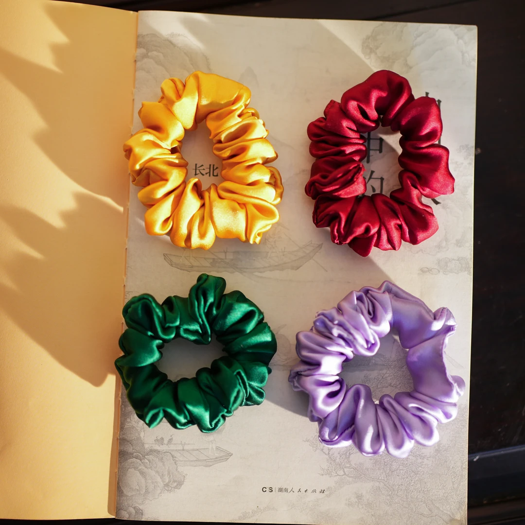 【四色小堆堆发圈】桑蚕丝面料 手工拎缝
