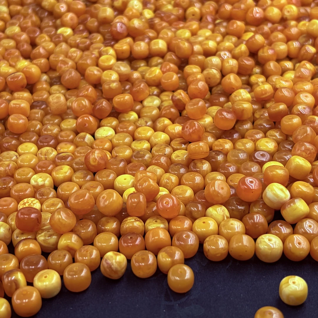 「戴琴珠宝」DQ5678-蜜蜡老型8mm左右单珠配件（多样性发其一）