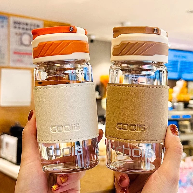 耐高温玻璃水杯女士专用高颜值简约便携直饮茶杯学生泡茶杯子防烫