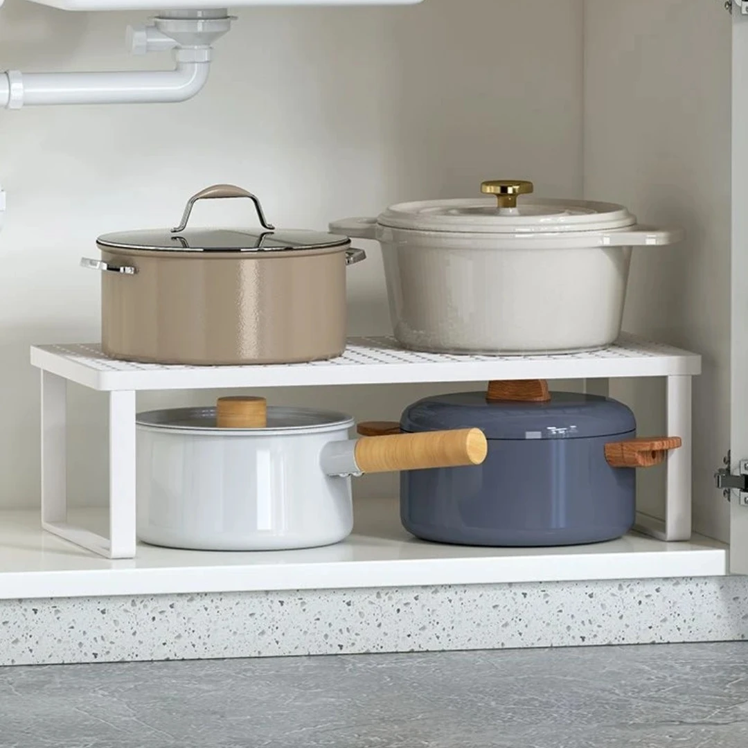 橱柜内铁艺隔板架厨房柜内置物架碗碟调料收纳神器桌面分层整理架