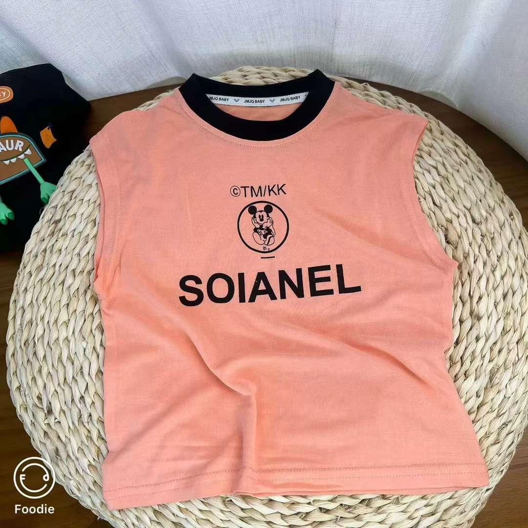 【 JMJQ 25635 】夏季男女童可爱清凉韩版印花背心无袖