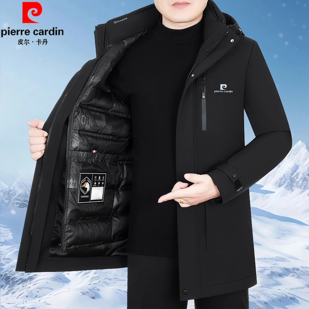 皮尔卡丹冬季中长款羽绒服男上衣可拆内胆加厚保暖男装新款外套