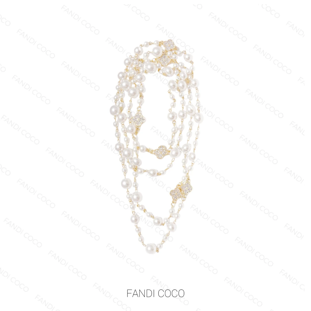 钛钢仿珍珠项链 FANDI COCO“中古项链”复古多层叠戴项链 DD16230