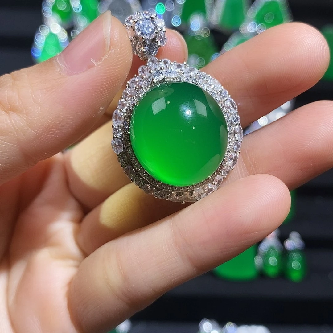 银S925镶嵌吊坠玛瑙/玉髓