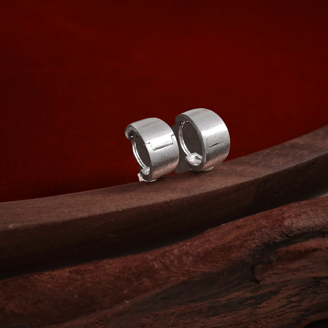 足银耳饰 足银990素圈耳扣 时尚简约 （EH9899）