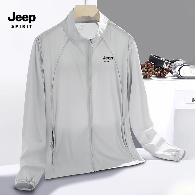 JEEP吉普UPF50+男士夏季防晒衣轻薄透气冰丝皮肤衣立领速干女外套