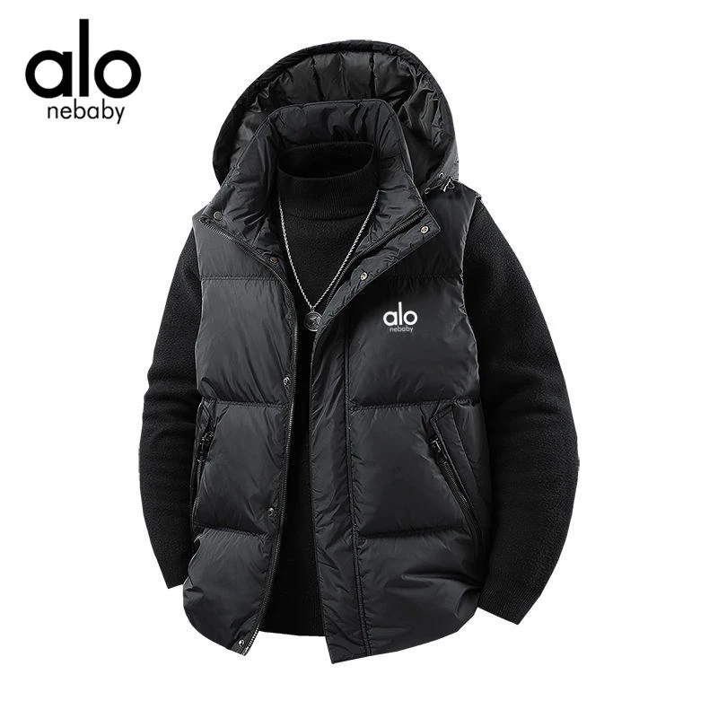 奥特莱斯爆款白鸭绒羽绒马甲男士宽松大码坎肩可脱卸帽子羽绒服