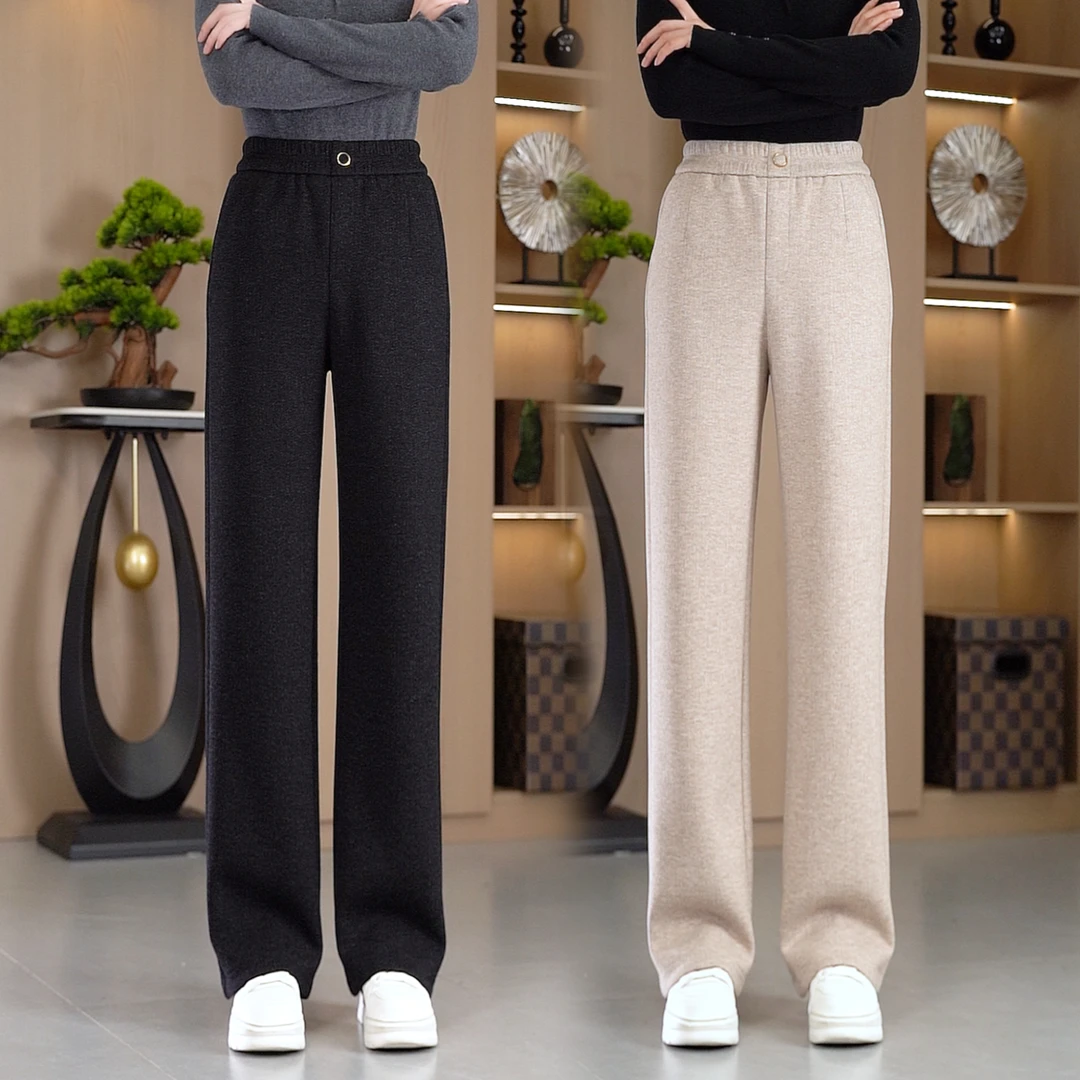 秋冬季阔腿直筒裤女2025窄版高腰宽松中年妈妈高级感显瘦直筒裤
