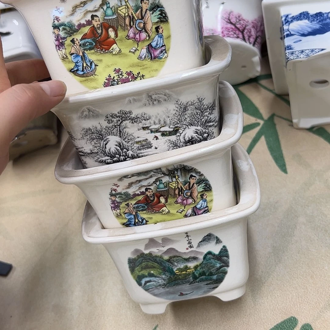 紫砂花盆302号瑕疵4个脚部裂纹明显处理介意勿拍13/9