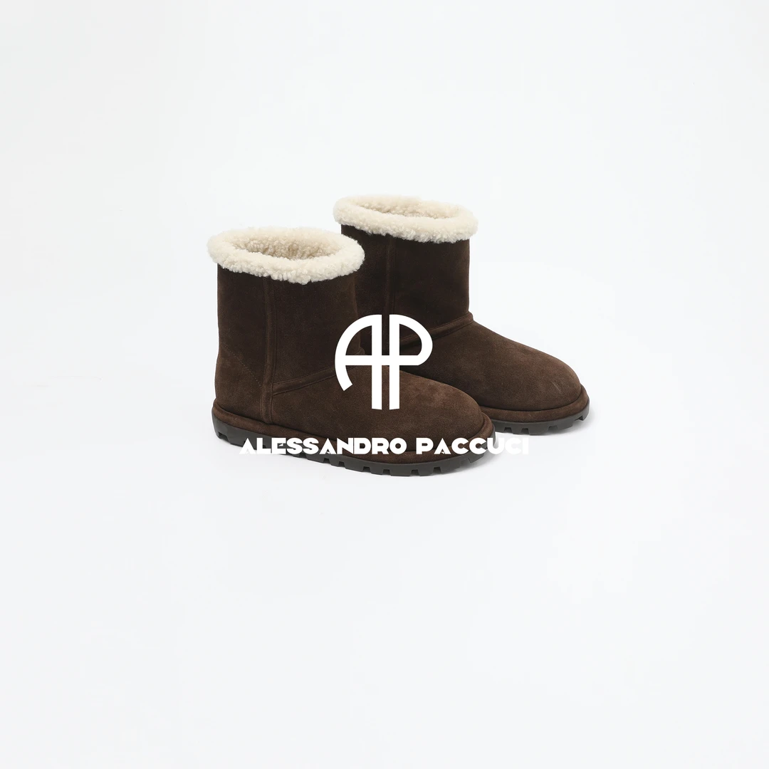 AP洛哥53130XX【星星底雪地靴/毛圈】牛反毛皮+羊皮毛一体高帮鞋