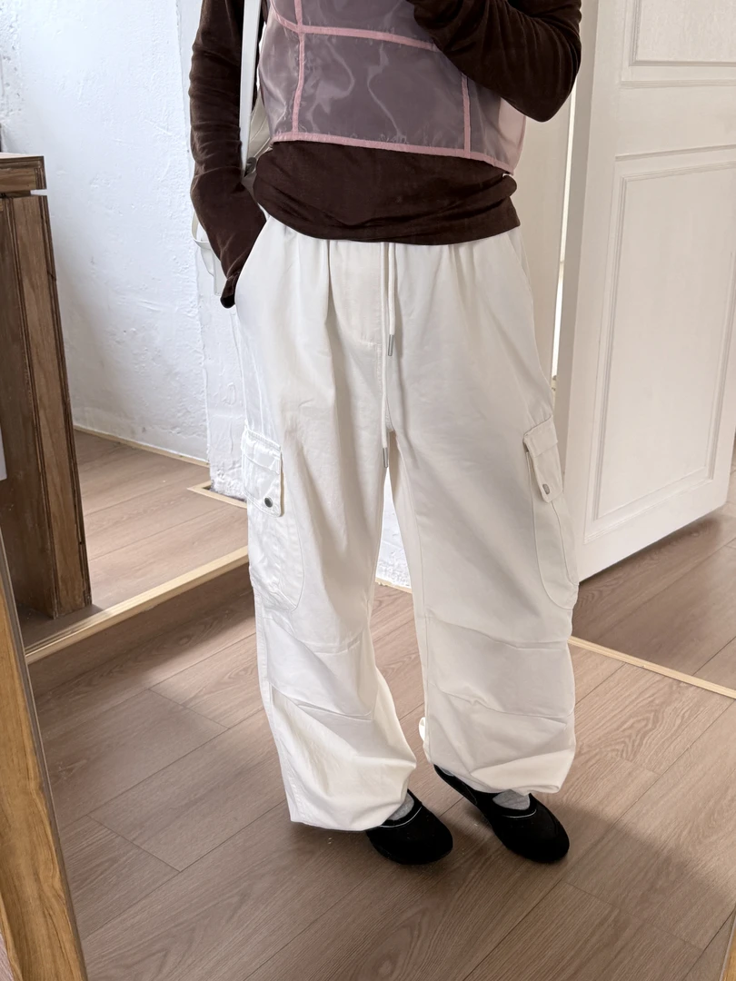 【ZHANGDAYUN】3628#【Ins博主松紧腰抽绳口袋工装裤】