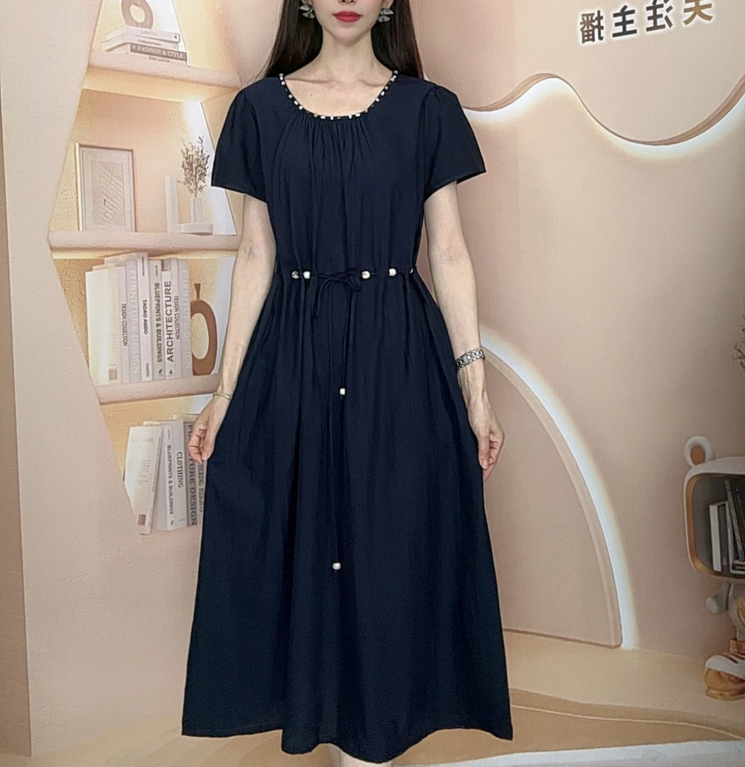2025年夏时尚洋气减龄遮肚子显瘦连衣裙中长款