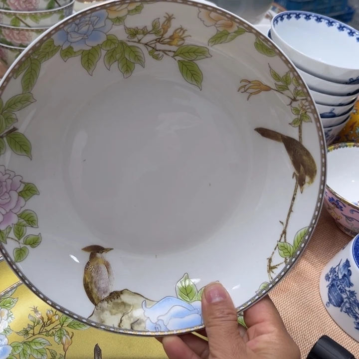 瓷片琴瑟和鸣八寸深盘四个