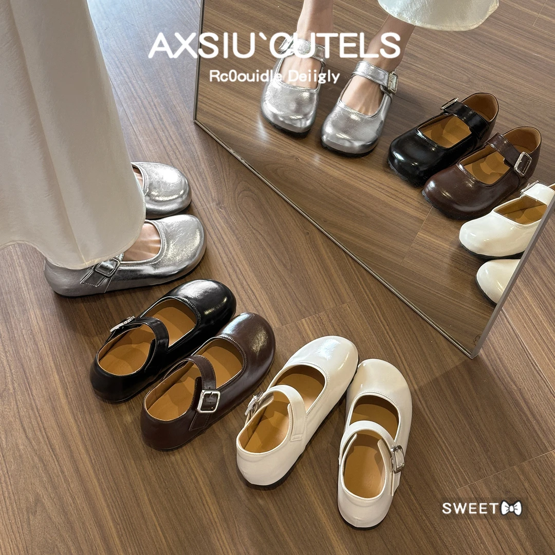 真皮版~甜心面包内增高魔术贴玛丽珍鞋勃肯鞋单鞋女jk鞋复古浅口