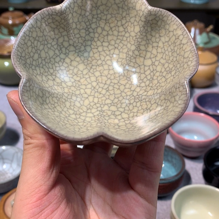 龙泉青瓷微瑕传世哥窑墨纹