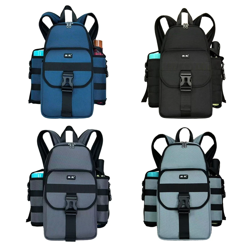 探匠新款独立水杯袋拉链休闲二层挎包中老年男女同款双肩包登山包