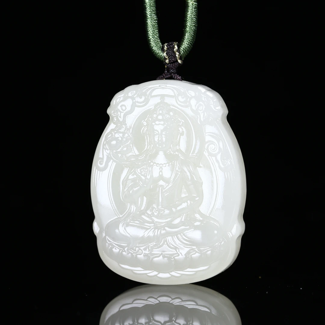 0103006和田玉烟紫观音吊坠