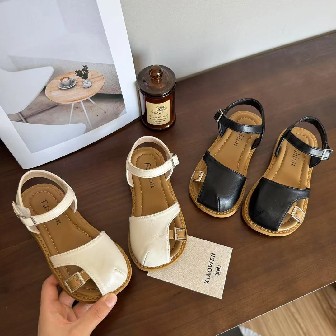 【安妮专属】女童凉鞋2025夏季新款百搭时尚半包头罗马公主软底凉鞋